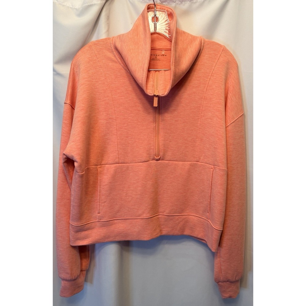 Travis Mathew Woman's Skyloft Half Zip Sweatshirt Pullover Small Coral Oversized